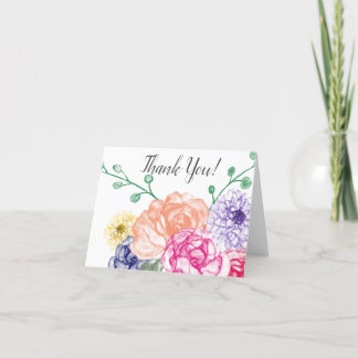 Watercolor Floral Thank You Card