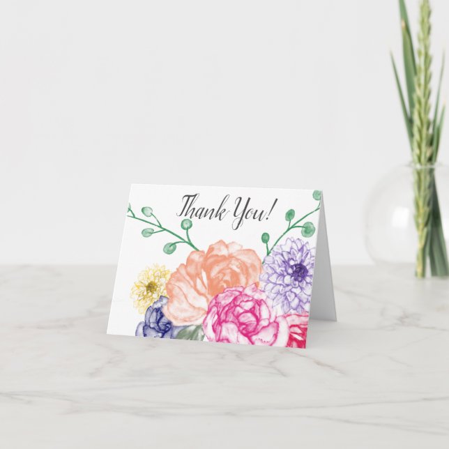 Watercolor Floral Thank You Card (Front)