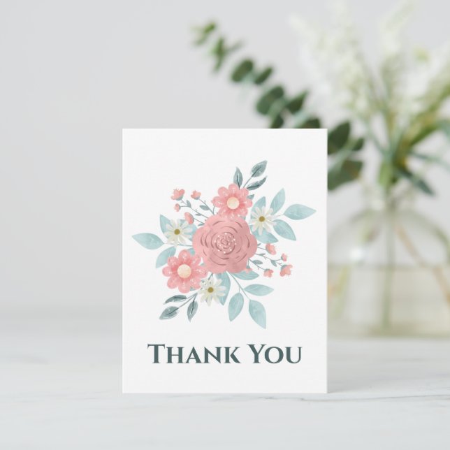 Watercolor Floral Thank You Card (Standing Front)