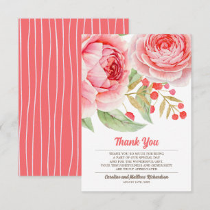 Watercolor Floral Thank You Wedding Card