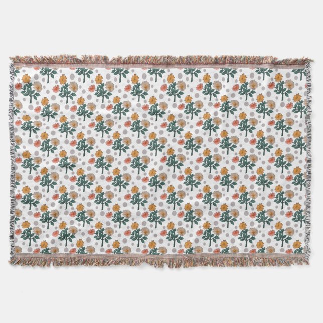 Watercolor floral  throw blanket (Front)