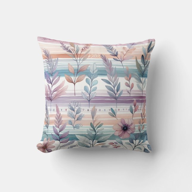 Watercolor Floral Throw Pillow (Front)