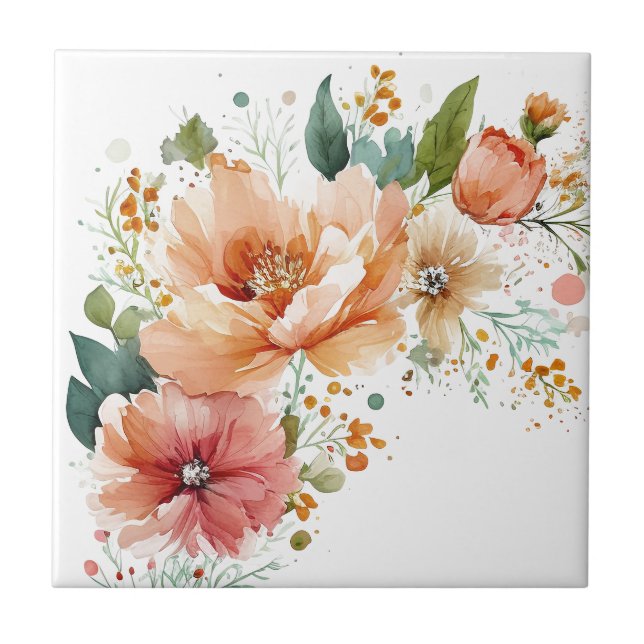 Watercolor Floral Tile (Front)