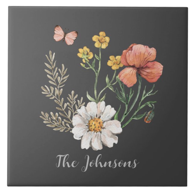 Watercolor Floral  Tile (Front)