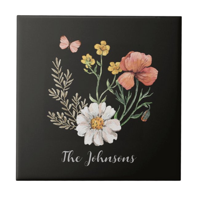 Watercolor Floral  Tile (Front)