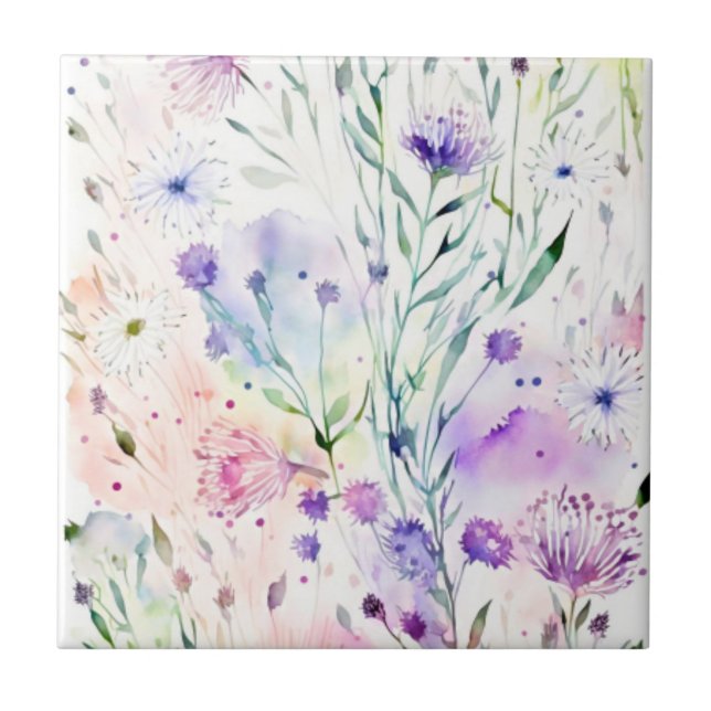 Watercolor floral tile (Front)