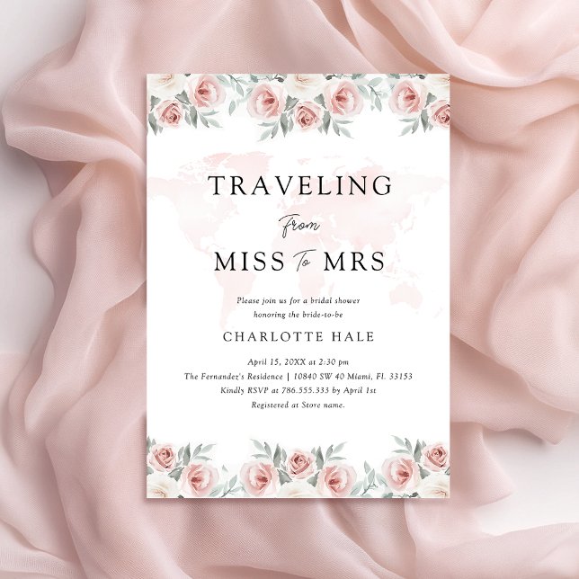 Watercolor Floral Travel Bridal Shower Invitation (Creator Uploaded)