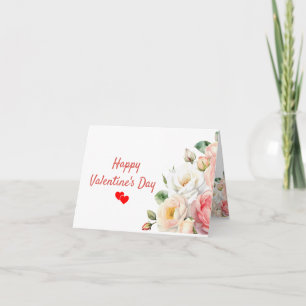 Watercolor Floral Valentine's Day folded card