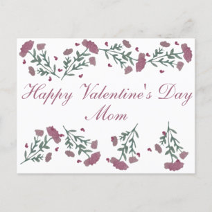 Watercolor Floral Valentines Day Heart Flower Mum Postcard