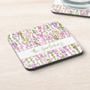 Watercolor Floral Vine Art Personalised Beautiful Coaster