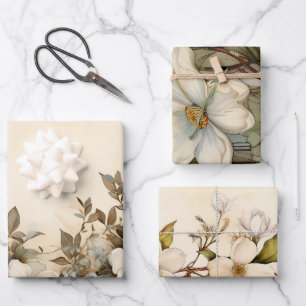 Watercolor Floral Vintage Inspired Wrapping Sheets