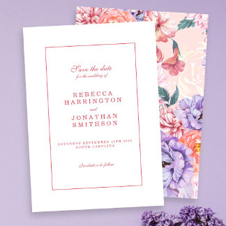Watercolor Floral Vintage Peach Pink Wedding Save The Date