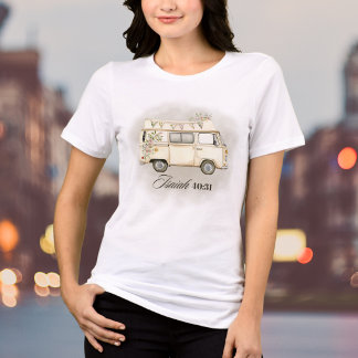 Watercolor Floral Vintage Van With Bible Verse Tri-Blend Shirt