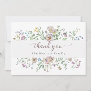 Watercolor Floral Viola Thank you Card