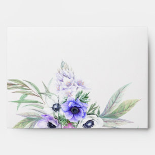 Watercolor Floral Violet Anemone Floral Bouquets Envelope