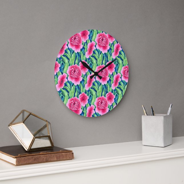 Watercolor Floral Wall Clock (Office)