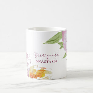 Watercolor Floral Wedding Bridesmaid Coffee Mug