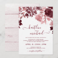 Watercolor Floral Wedding - Burgundy & Pink