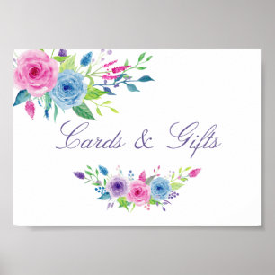 Watercolor Floral Wedding Cards and Gifts Sign
