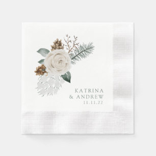 Watercolor Floral Wedding Cocktail Napkins