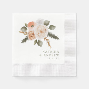 Watercolor Floral Wedding Cocktail Napkins