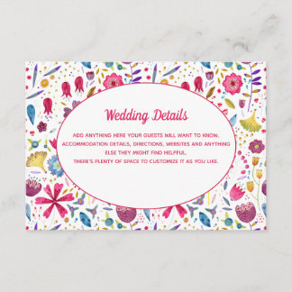 Watercolor Floral Wedding Details Enclosure Card