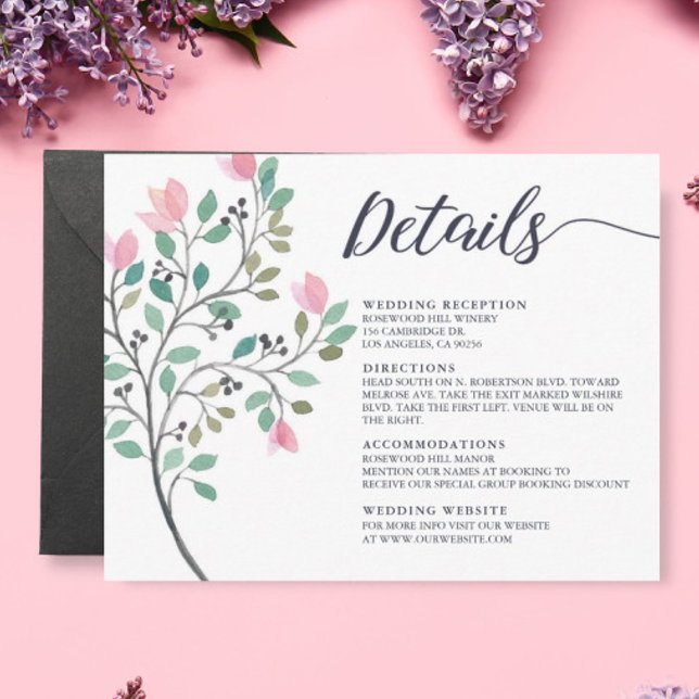 Watercolor Floral Wedding Details Enclosure Card (Creator Uploaded)