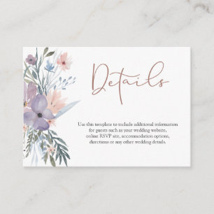Watercolor Floral Wedding Details Enclosure Card