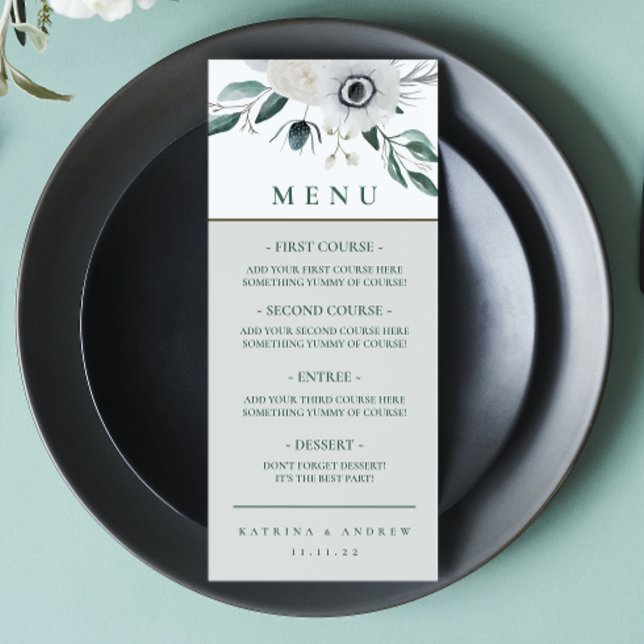 Watercolor Floral Wedding Dinner Menu  (Creator Uploaded)