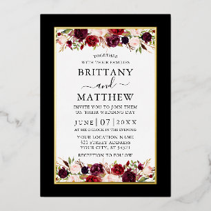 Watercolor Floral Wedding Elegant Black Gold