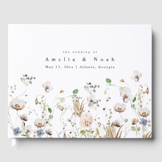 Watercolor Floral Wedding Guest Book (Front)