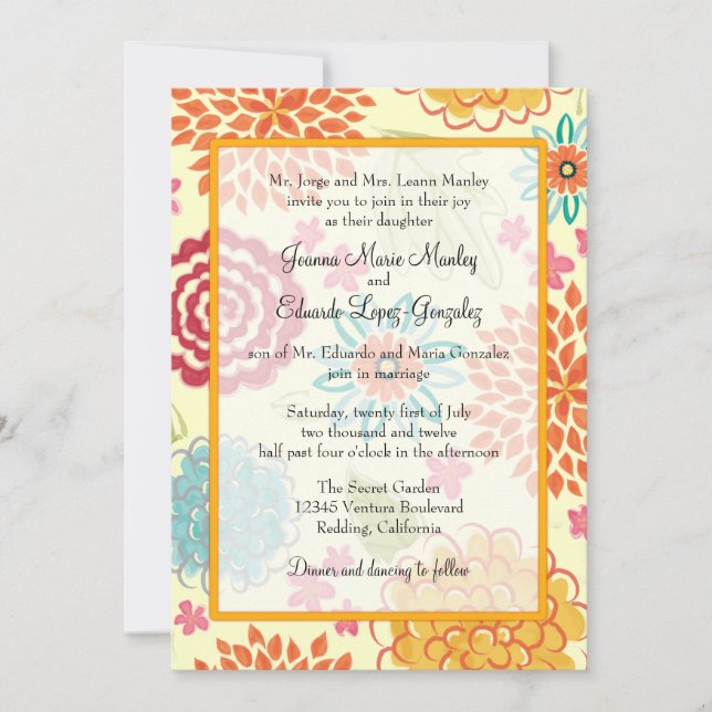 Watercolor Floral Wedding Invitation (Front)