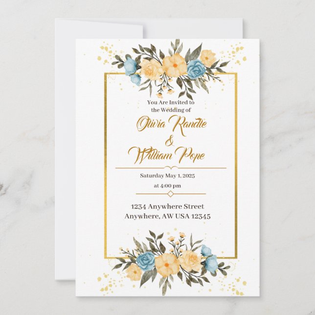 Watercolor Floral Wedding Invitation (Front)