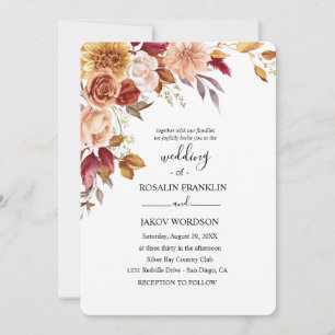 watercolor floral wedding  invitation