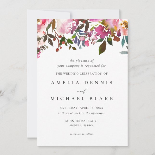Watercolor Floral Wedding Invitation (Front)