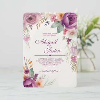 Watercolor Floral Wedding Invitation