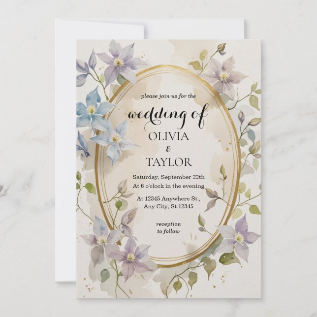 Watercolor Floral Wedding Invitation (Front)