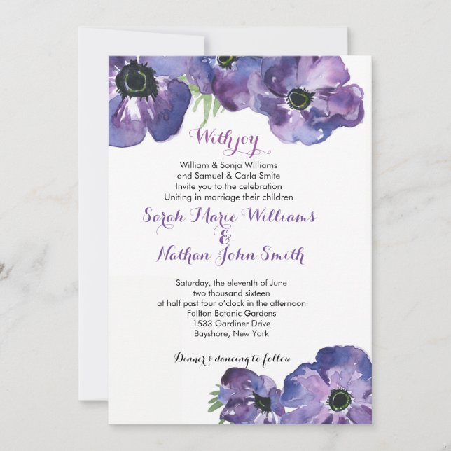 Watercolor Floral Wedding Invitation (Front)