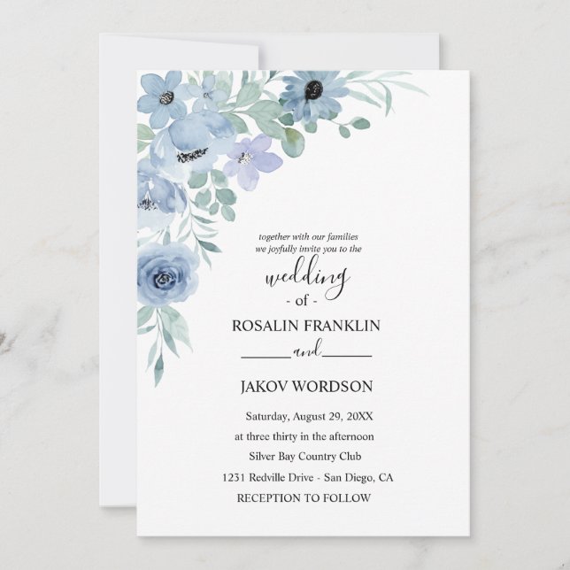 watercolor floral wedding Invitation  (Front)
