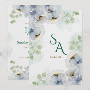 Watercolor Floral Wedding Invitation