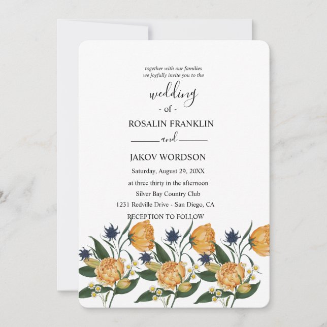 watercolor floral wedding Invitation (Front)