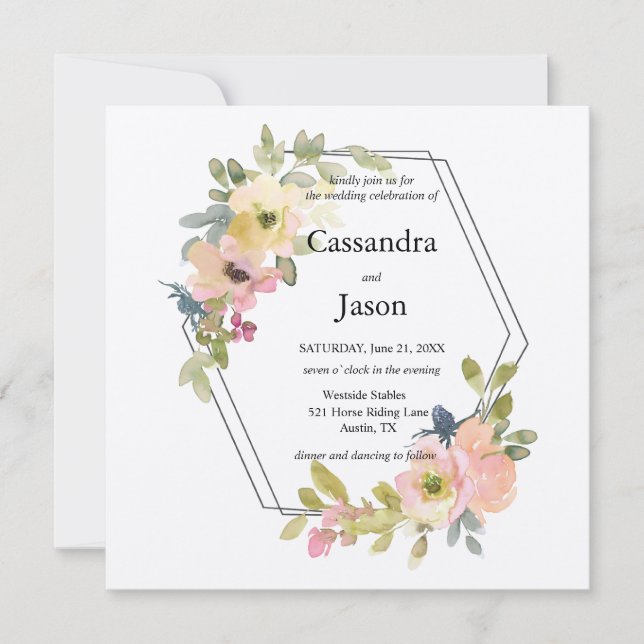 Watercolor Floral Wedding Invitation (Front)