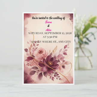 Watercolor Floral Wedding Invitation