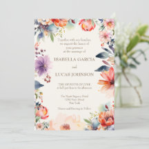 Watercolor Floral Wedding Invitation