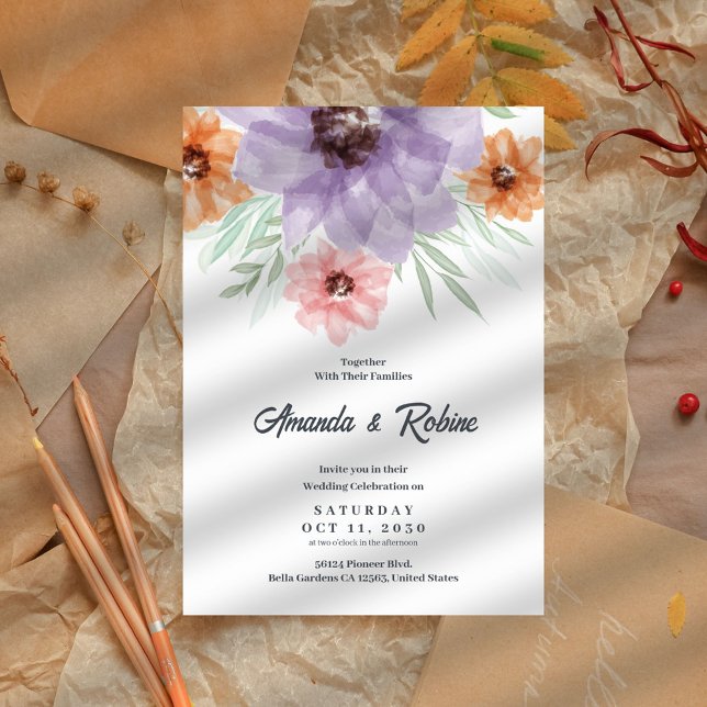 Watercolor Floral Wedding Invitation (Creator Uploaded)