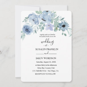 watercolor floral wedding  invitation