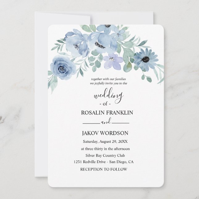 watercolor floral wedding  invitation (Front)