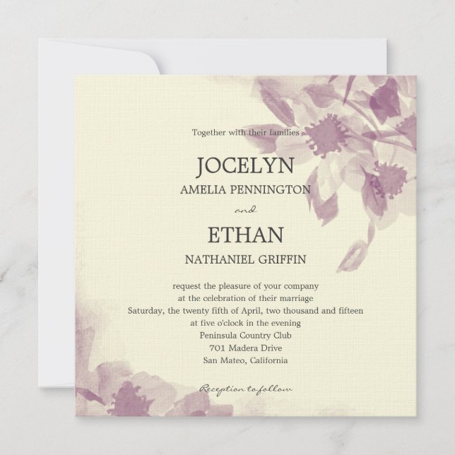 Watercolor Floral Wedding Invitation (Front)