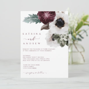 Watercolor Floral Wedding Invitation