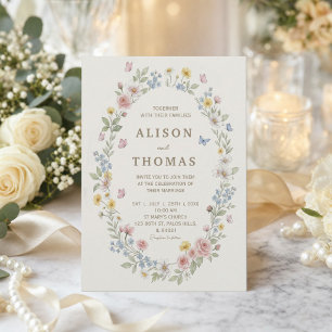 Watercolor Floral Wedding Invitation Suite